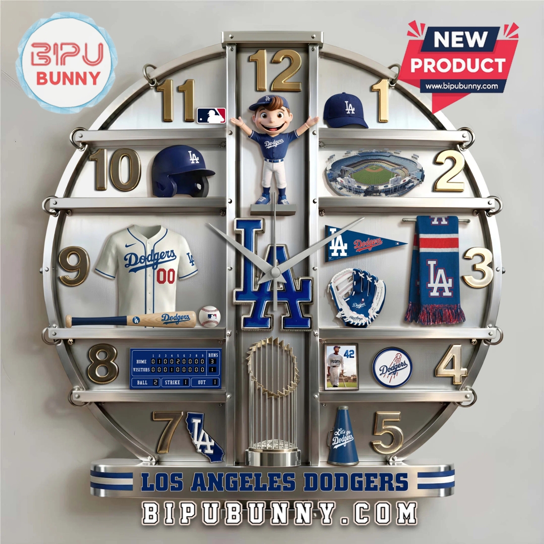 Los Angeles Dodgers 3D Effect Home Decor Wall Clock Los Angeles Dodgers 3D Effect Home Decor Wall Clock