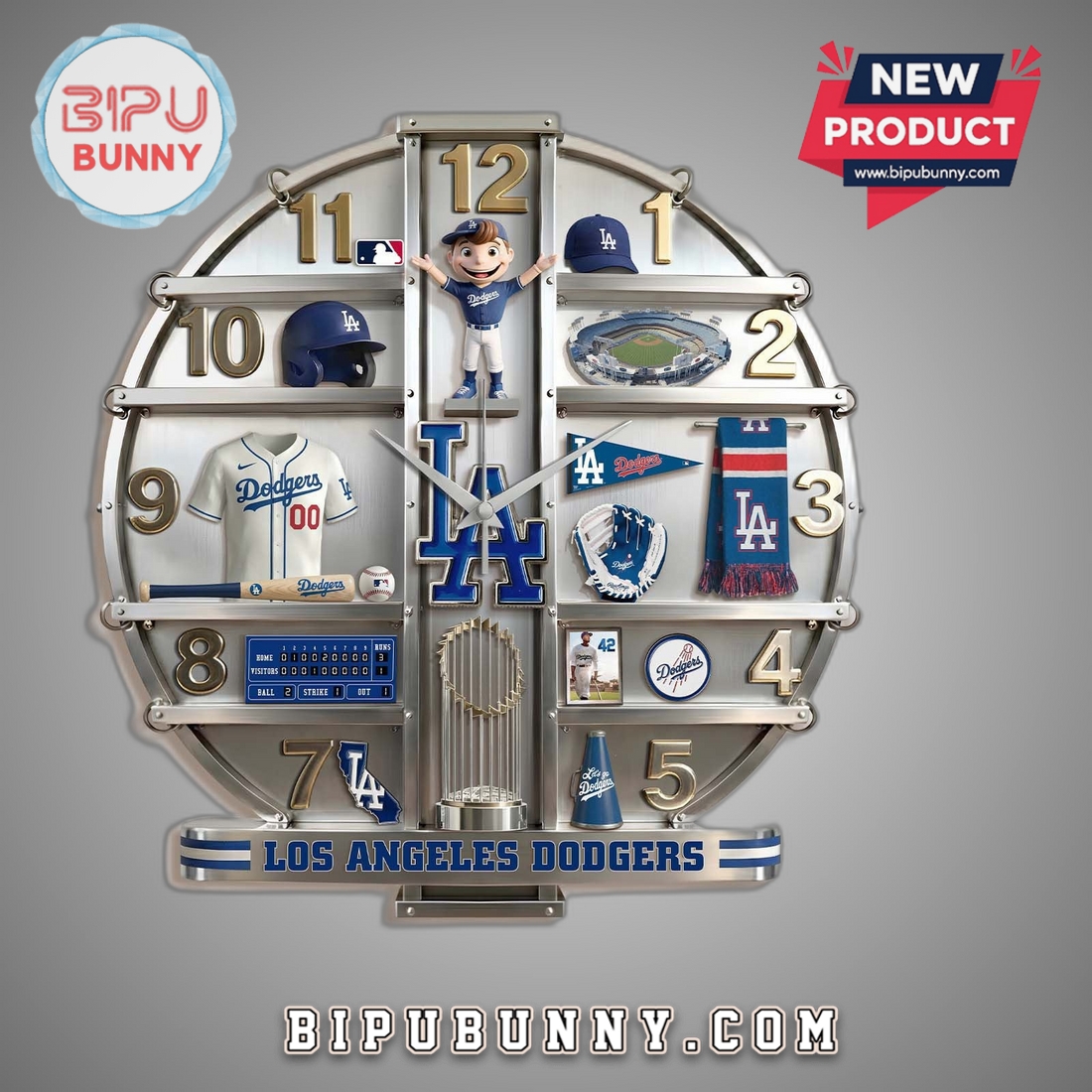 Los Angeles Dodgers 3D Effect Home Decor Wall Clock Los Angeles Dodgers 3D Effect Home Decor Wall Clock