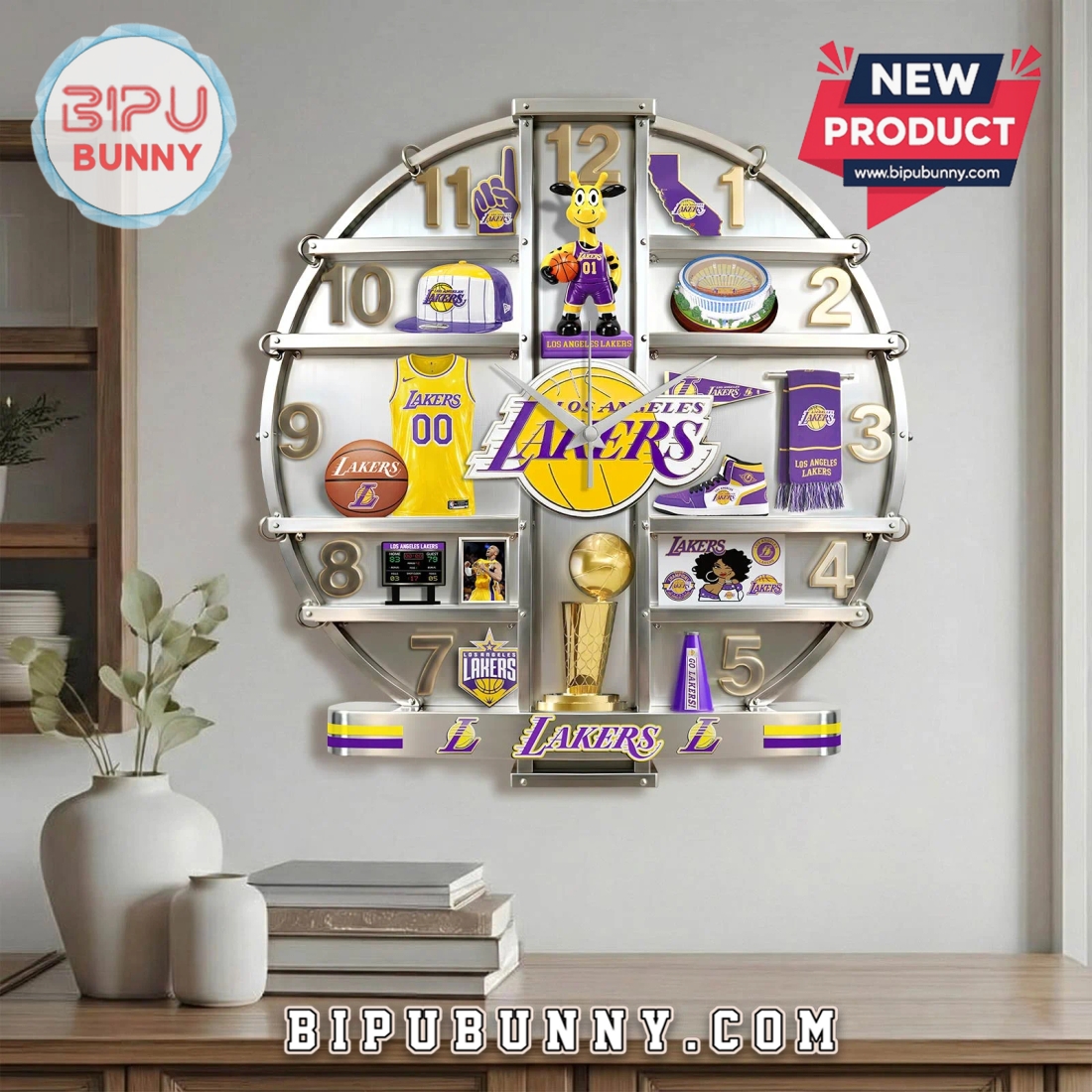 Los Angeles Lakers 3D Visual Effect Home Decor Acrylic Wall Clock Los Angeles Lakers 3D Visual Effect Home Decor Acrylic Wall Clock