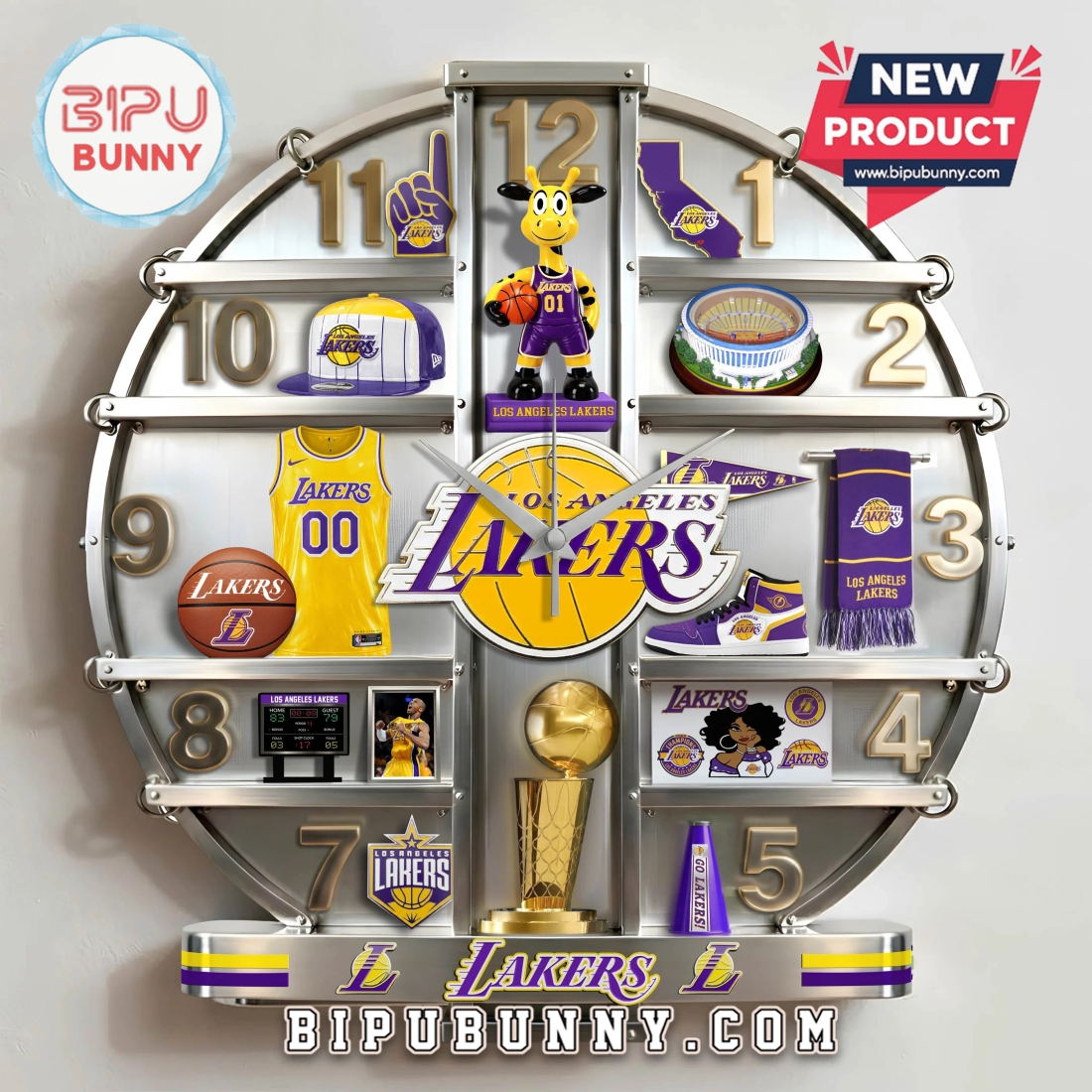 Los Angeles Lakers 3D Visual Effect Home Decor Acrylic Wall Clock Los Angeles Lakers 3D Visual Effect Home Decor Acrylic Wall Clock