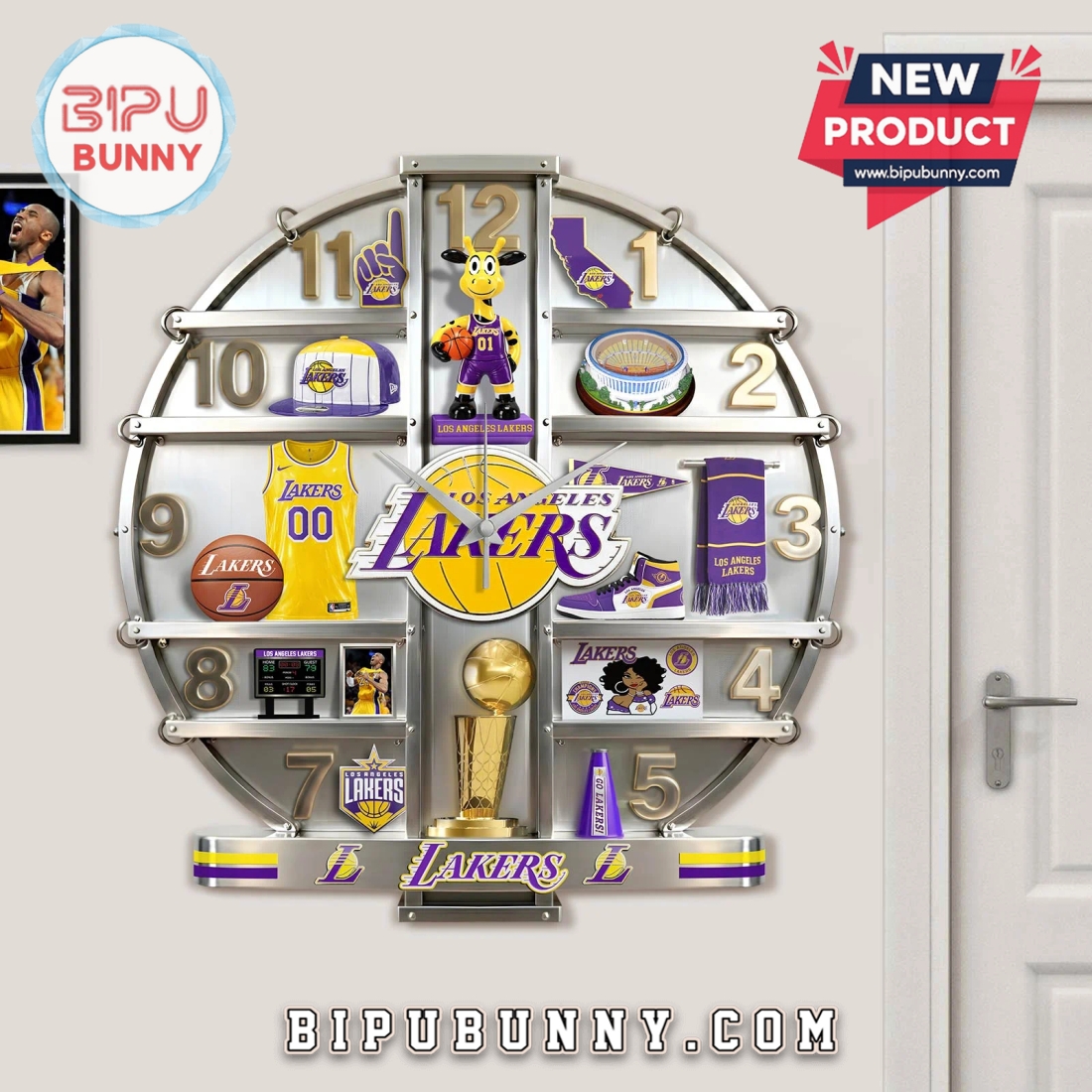 Los Angeles Lakers 3D Visual Effect Home Decor Acrylic Wall Clock Los Angeles Lakers 3D Visual Effect Home Decor Acrylic Wall Clock