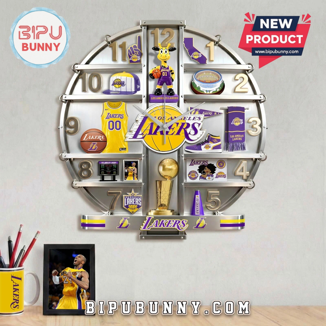 Los Angeles Lakers 3D Visual Effect Home Decor Acrylic Wall Clock Los Angeles Lakers 3D Visual Effect Home Decor Acrylic Wall Clock