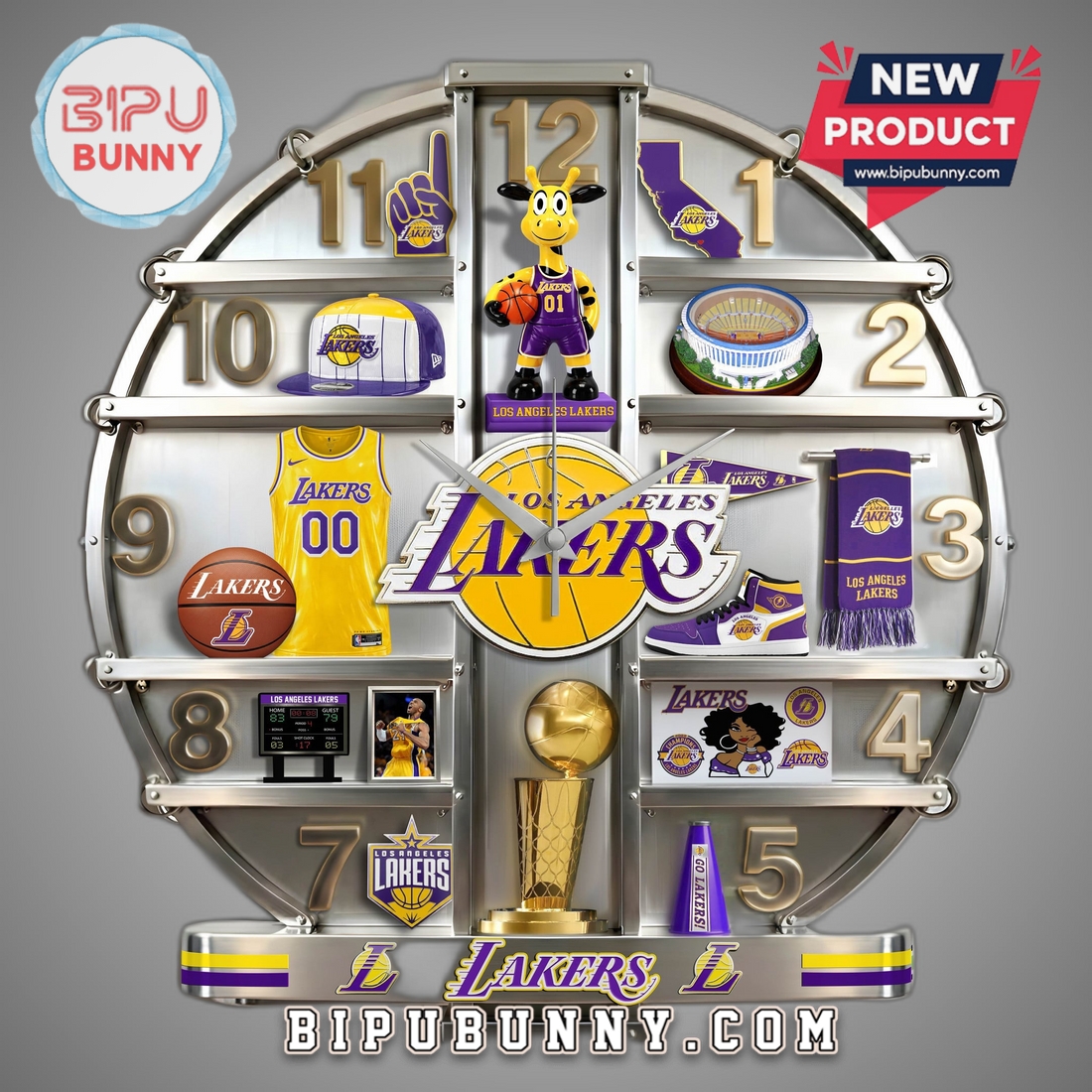 Los Angeles Lakers 3D Visual Effect Home Decor Acrylic Wall Clock Los Angeles Lakers 3D Visual Effect Home Decor Acrylic Wall Clock