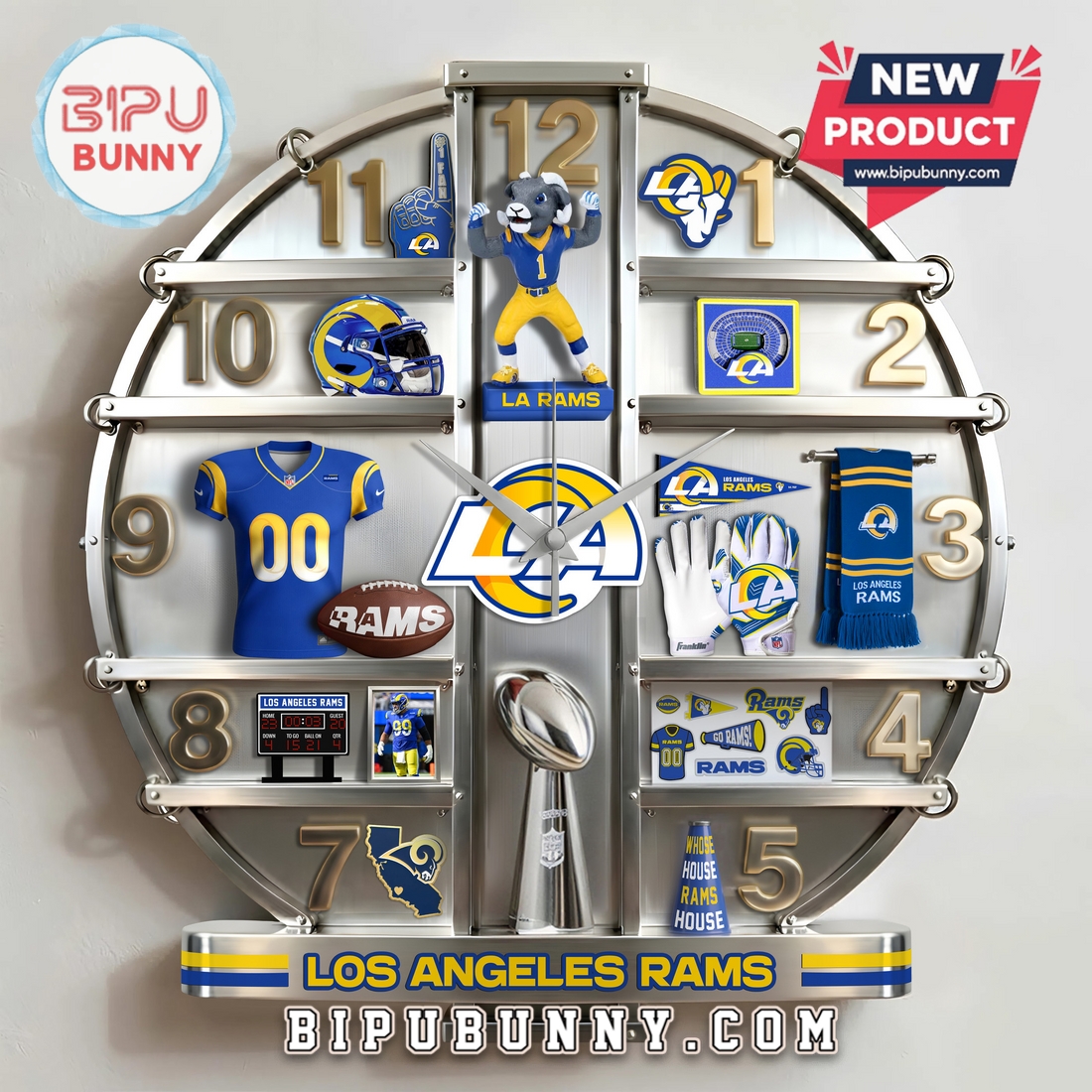 Los Angeles Rams 3D Visual Effect Decorative Wall Clock Los Angeles Rams 3D Visual Effect Decorative Wall Clock