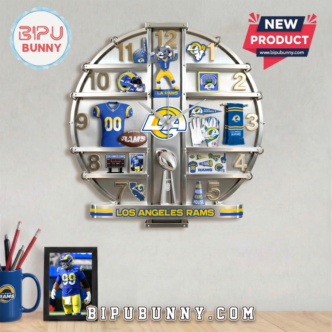 Los Angeles Rams 3D Visual Effect Decorative Wall Clock Los Angeles Rams 3D Visual Effect Decorative Wall Clock