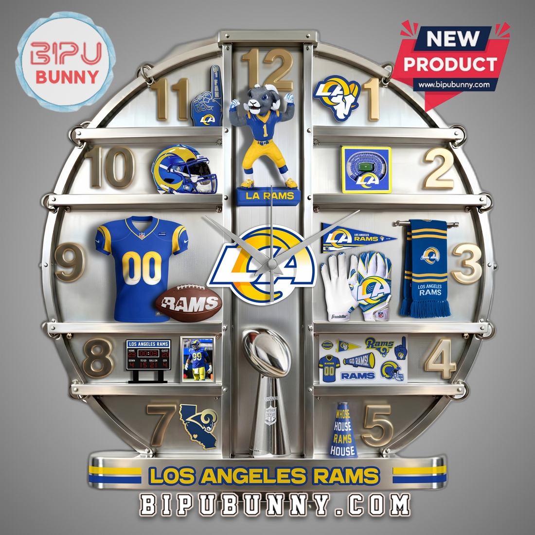 Los Angeles Rams 3D Visual Effect Decorative Wall Clock Los Angeles Rams 3D Visual Effect Decorative Wall Clock