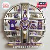 Silver wall clock with LSU Tigers themed decorations marking the hours.!