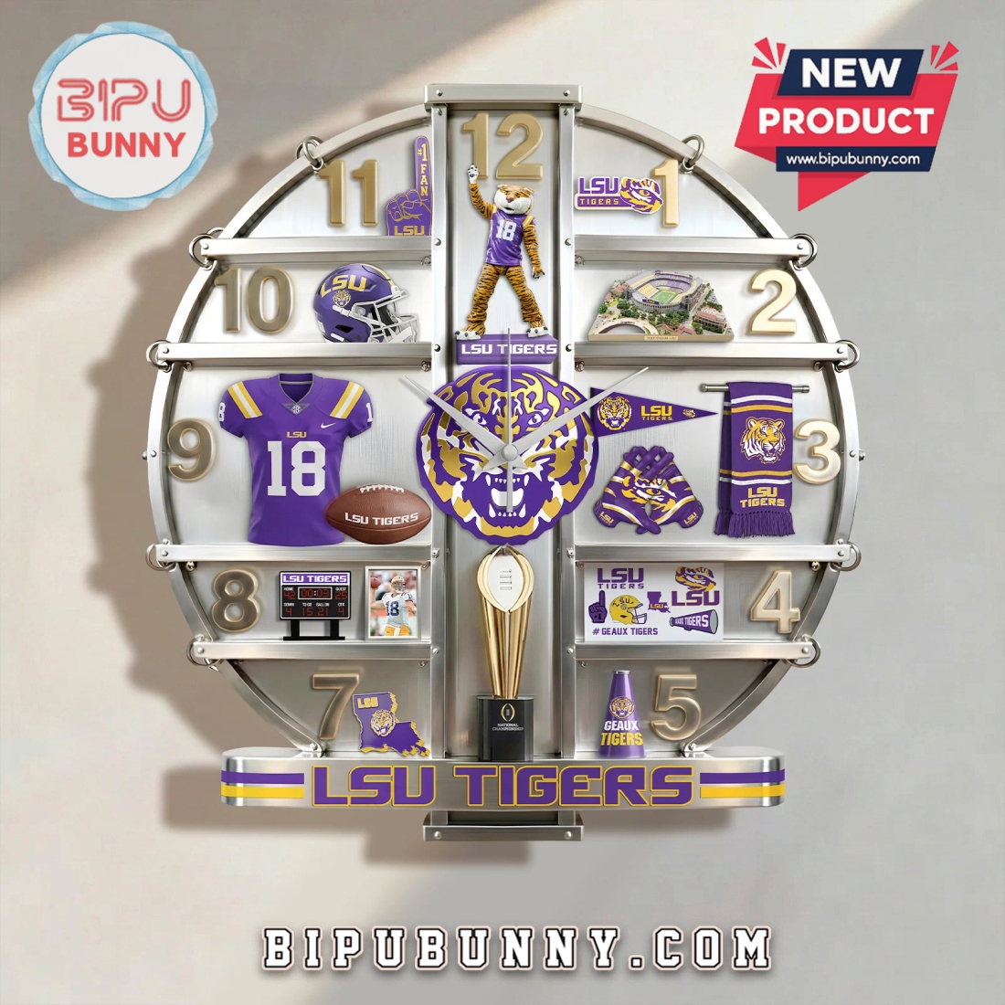 LSU Tigers 3D Visual Effect Home Decorative Wall Clock LSU Tigers 3D Visual Effect Home Decorative Wall Clock