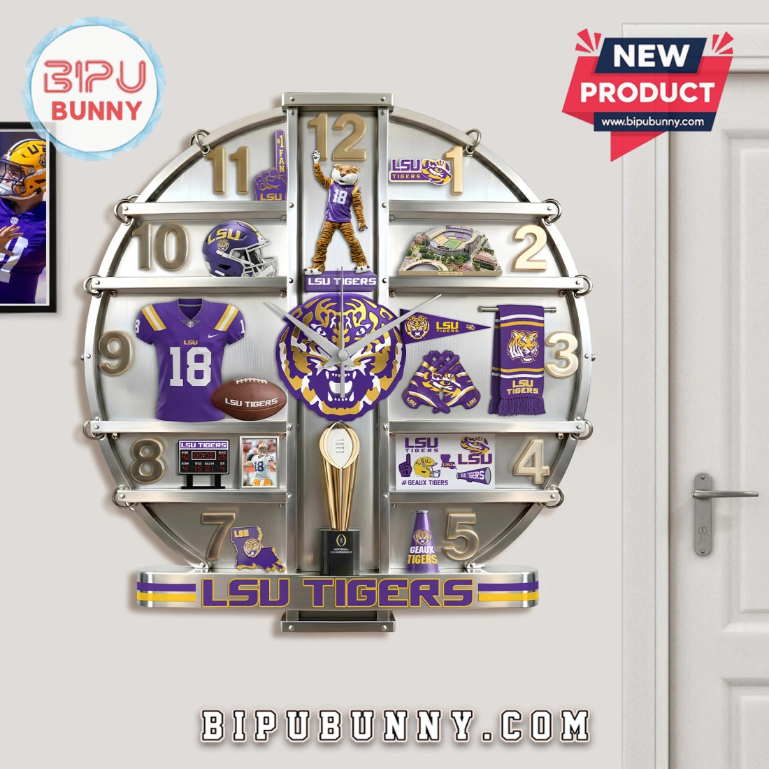 LSU Tigers 3D Visual Effect Home Decorative Wall Clock LSU Tigers 3D Visual Effect Home Decorative Wall Clock