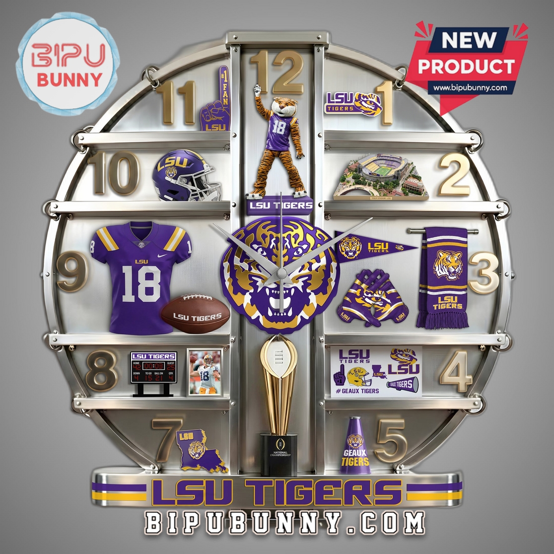 LSU Tigers 3D Visual Effect Home Decorative Wall Clock LSU Tigers 3D Visual Effect Home Decorative Wall Clock