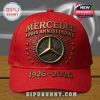 Red cap with 'MERCEDES 100th ANNIVERSARY' and '1926-2026' text, plus Mercedes logo in a circle with stars around it.!