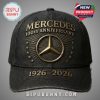 Black cap featuring 'Mercedes 100th Anniversary' text, logo, and '1926-2026' date.!