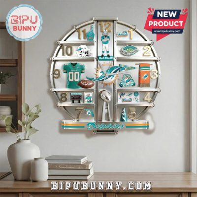 Miami Dolphins 3D Visual Effect Home Decor Acrylic Wall Clock