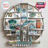 Miami Dolphins themed wall clock featuring team logos, jersey, stadium and accessories as numbers.!