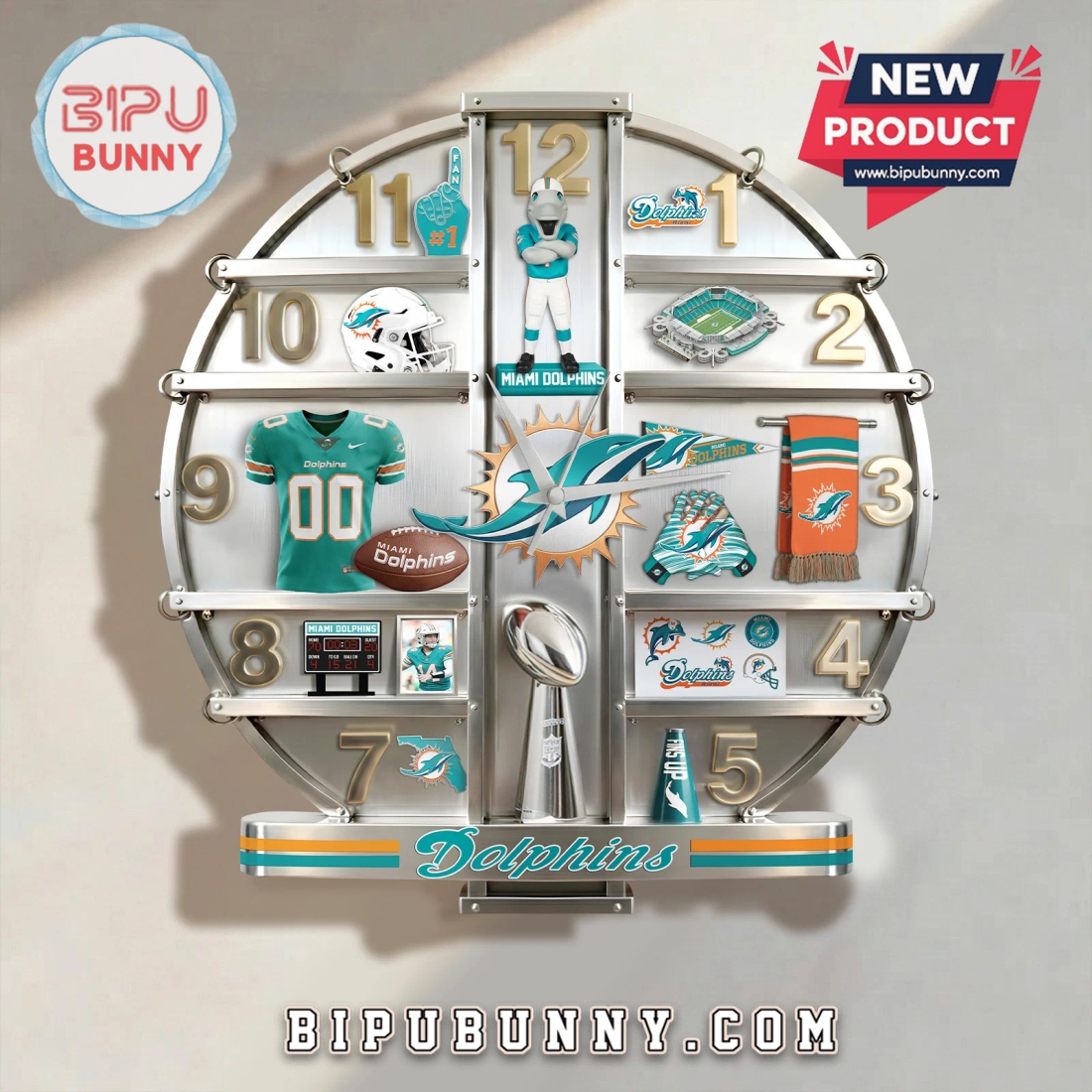 Miami Dolphins 3D Visual Effect Home Decor Acrylic Wall Clock Miami Dolphins 3D Visual Effect Home Decor Acrylic Wall Clock