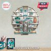 Miami Dolphins themed wall clock featuring team emblems and accessories as hour markers.!