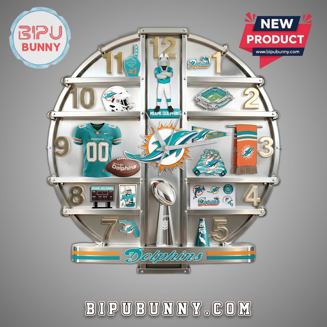 Miami Dolphins 3D Visual Effect Home Decor Wall Clock Miami Dolphins 3D Visual Effect Home Decor Wall Clock