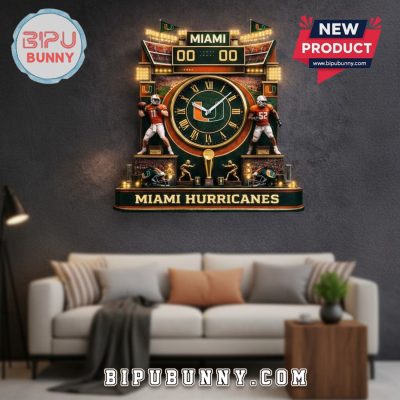 Miami Hurricanes 3D Effect Sports Team Wall Clock
