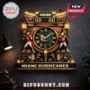 Miami Hurricanes football wall clock with players, helmets, stadium, and scoreboard design.!