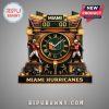 Miami Hurricanes football clock featuring players, helmets, and a stadium background!