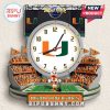 Miami Hurricanes stadium wall clock featuring Hard Rock Stadium, Sebastian the Ibis, and fans!