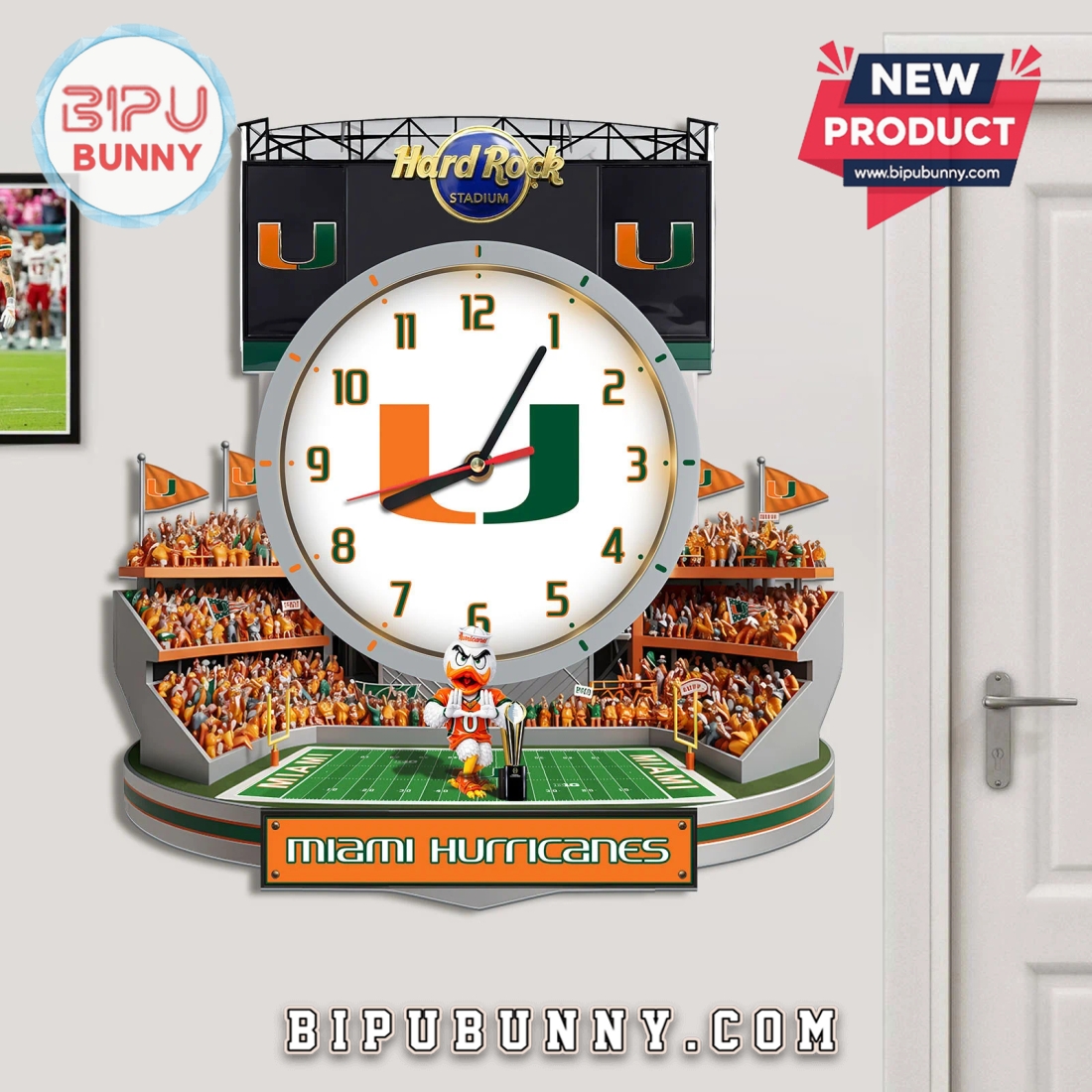 Miami Hurricanes 3D Stadium Visual Effect Decorative Wall Clock Miami Hurricanes 3D Stadium Visual Effect Decorative Wall Clock