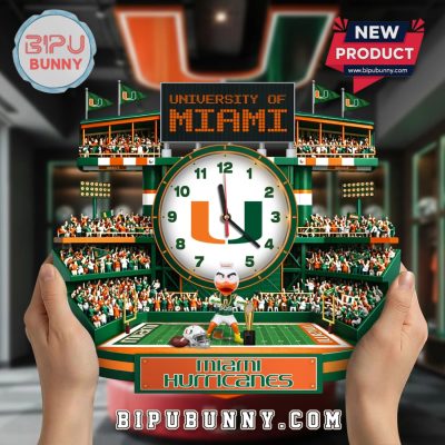 Miami Hurricanes 3D Stadium Visual Effect Wall Decor Clock
