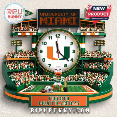 Miami Hurricanes 3D Stadium Visual Effect Wall Decor Clock