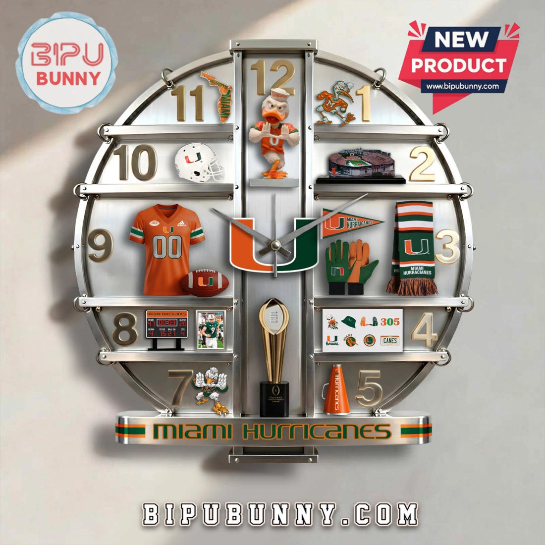 Miami Hurricanes 3D Visual Effect Decorative Wall Clock Miami Hurricanes 3D Visual Effect Decorative Wall Clock