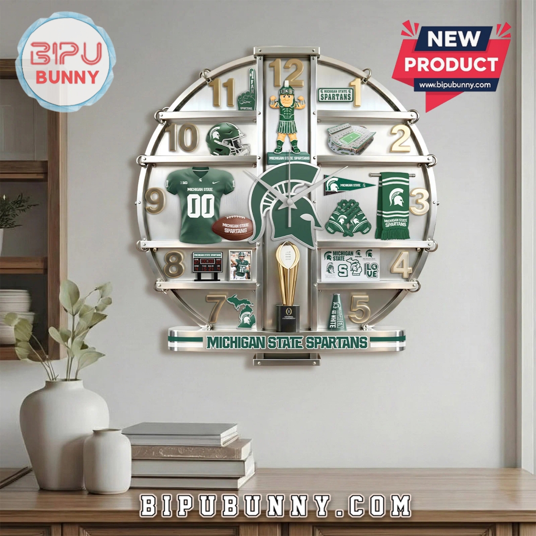 Michigan State Spartans 3D Visual Effect Home Decor Wall Clock Michigan State Spartans 3D Visual Effect Home Decor Wall Clock