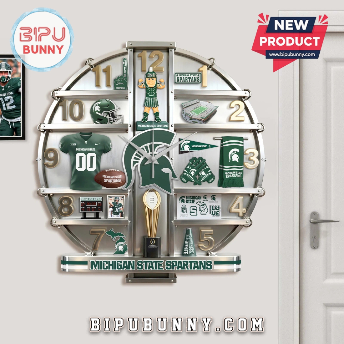 Michigan State Spartans 3D Visual Effect Home Decor Wall Clock Michigan State Spartans 3D Visual Effect Home Decor Wall Clock