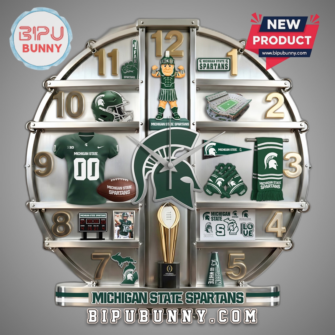 Michigan State Spartans 3D Visual Effect Home Decor Wall Clock Michigan State Spartans 3D Visual Effect Home Decor Wall Clock