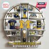Michigan Wolverines clock featuring team memorabilia on shelves instead of numbers.!