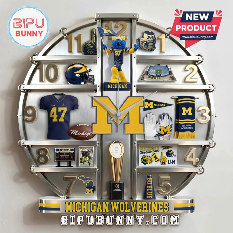 Michigan Wolverines 3D Effect Home Decorative Wall Clock Michigan Wolverines 3D Effect Home Decorative Wall Clock