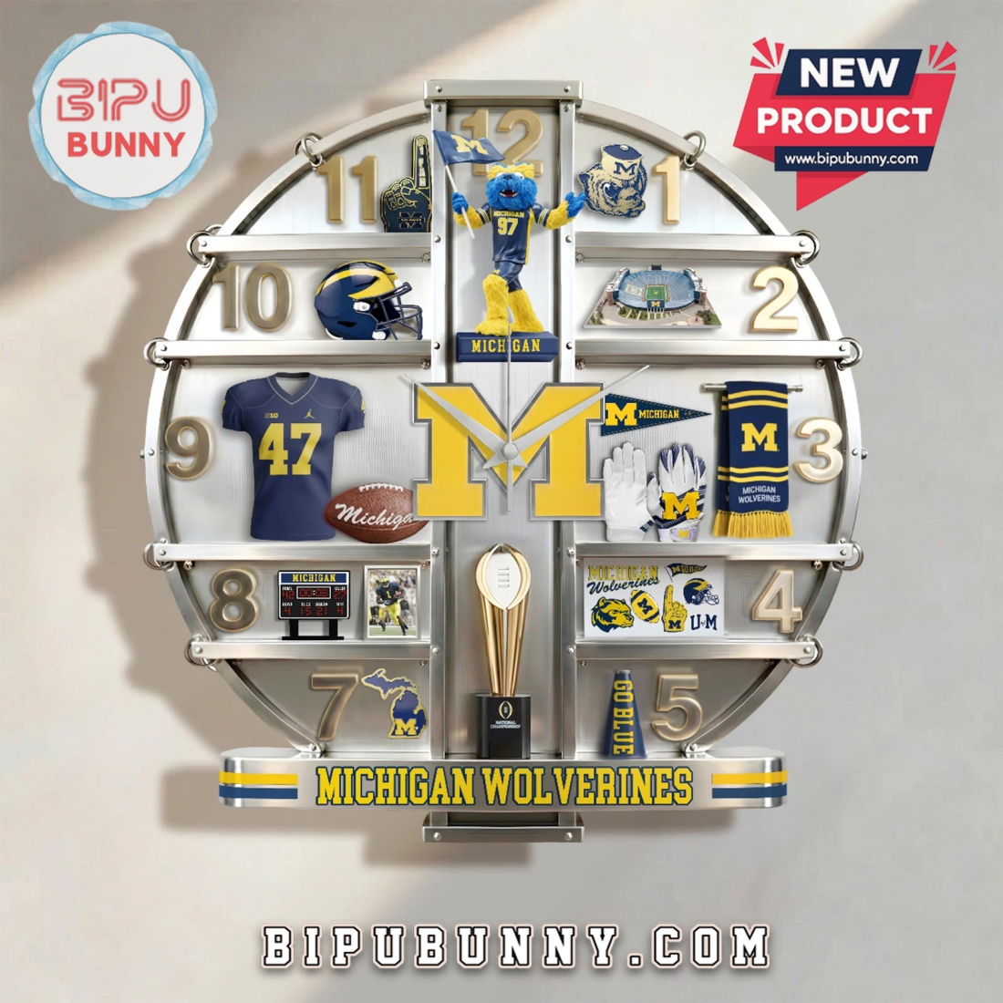 Michigan Wolverines 3D Effect Home Decorative Wall Clock Michigan Wolverines 3D Effect Home Decorative Wall Clock