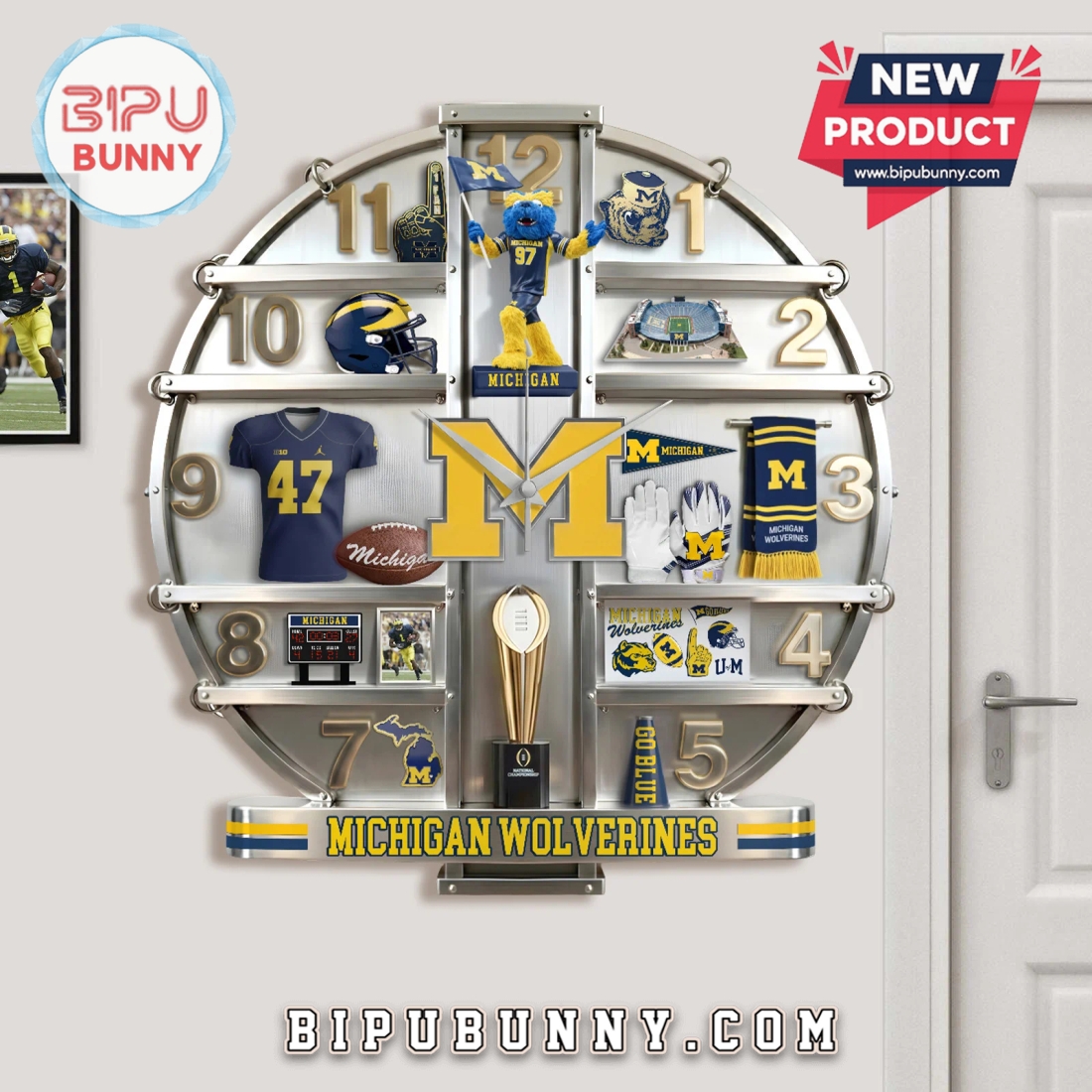 Michigan Wolverines 3D Effect Home Decorative Wall Clock Michigan Wolverines 3D Effect Home Decorative Wall Clock
