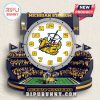 Michigan Wolverines stadium clock, featuring the team's logo and colors.!