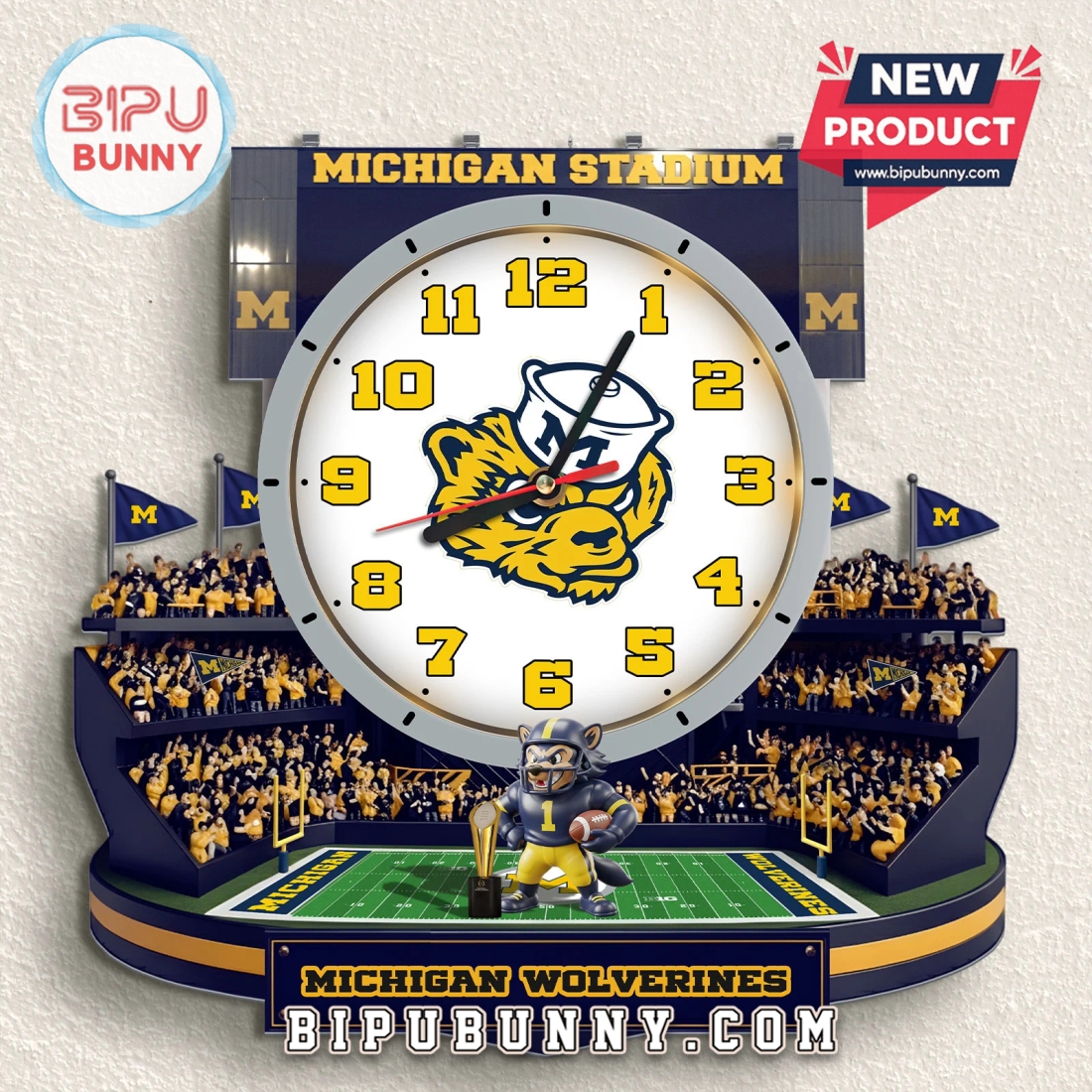 Michigan Wolverines 3D Stadium Visual Effect Decorative Wall Clock Michigan Wolverines 3D Stadium Visual Effect Decorative Wall Clock