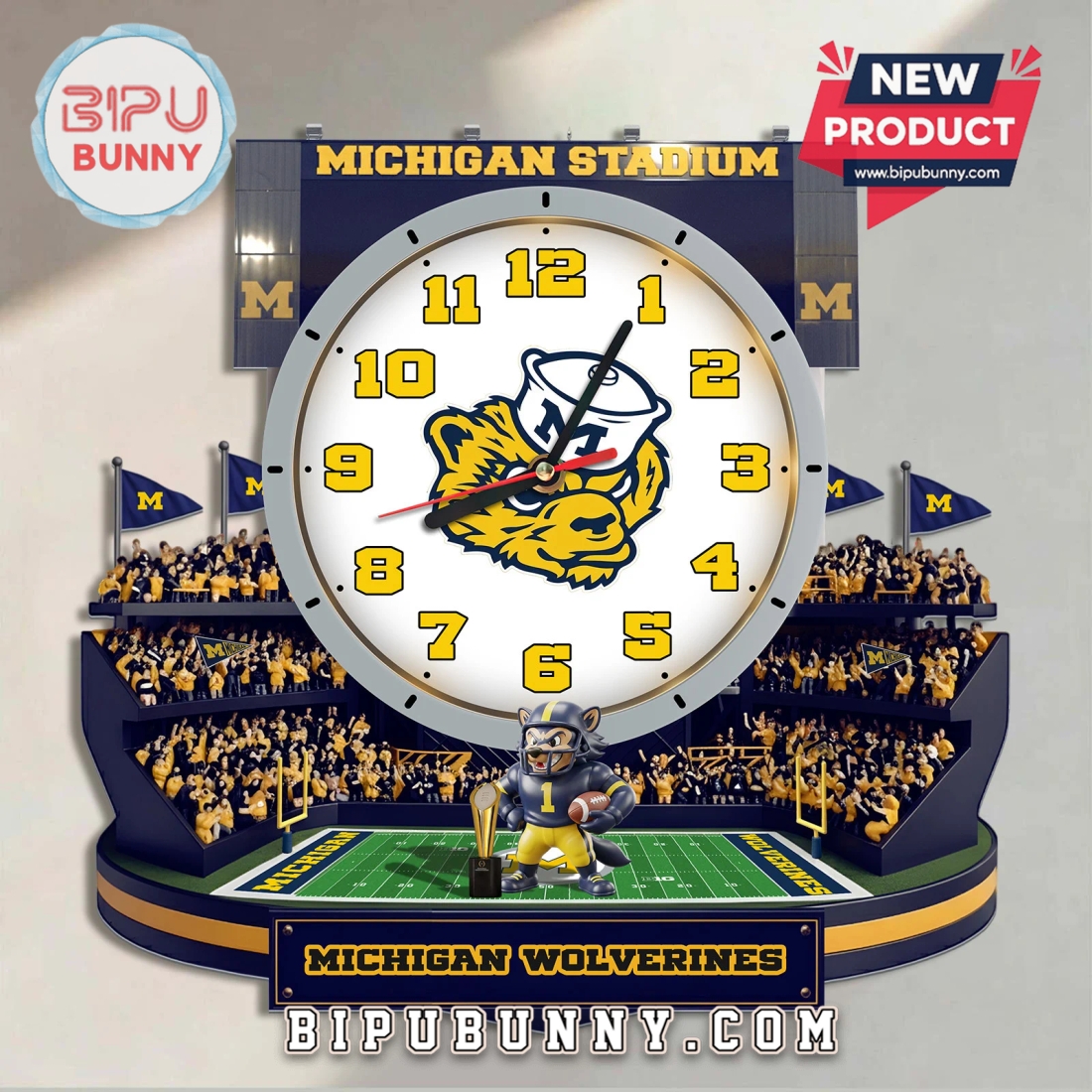 Michigan Wolverines 3D Stadium Visual Effect Decorative Wall Clock Michigan Wolverines 3D Stadium Visual Effect Decorative Wall Clock