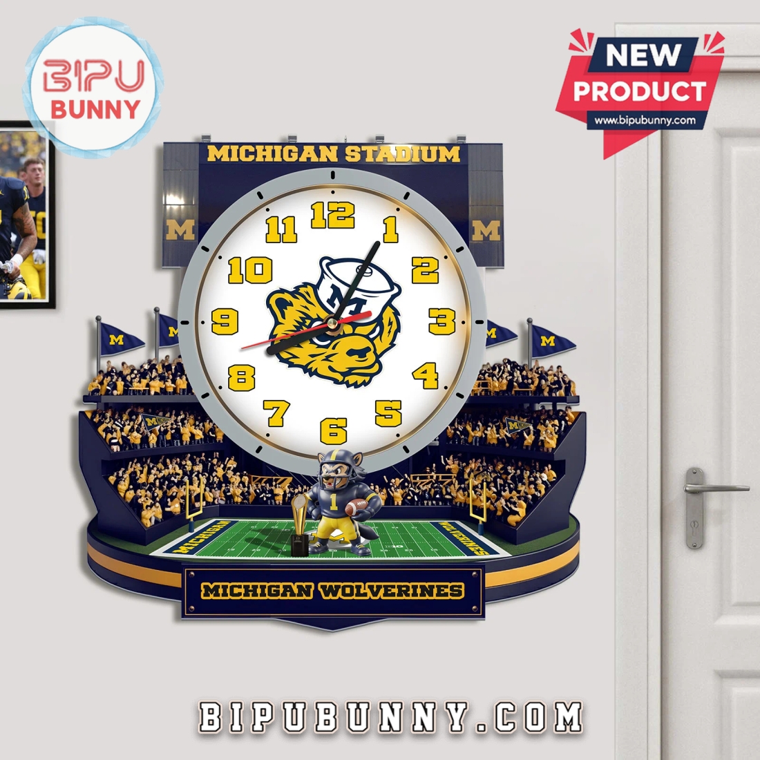 Michigan Wolverines 3D Stadium Visual Effect Decorative Wall Clock Michigan Wolverines 3D Stadium Visual Effect Decorative Wall Clock