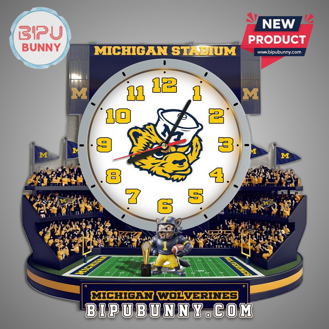 Michigan Wolverines 3D Stadium Visual Effect Decorative Wall Clock Michigan Wolverines 3D Stadium Visual Effect Decorative Wall Clock