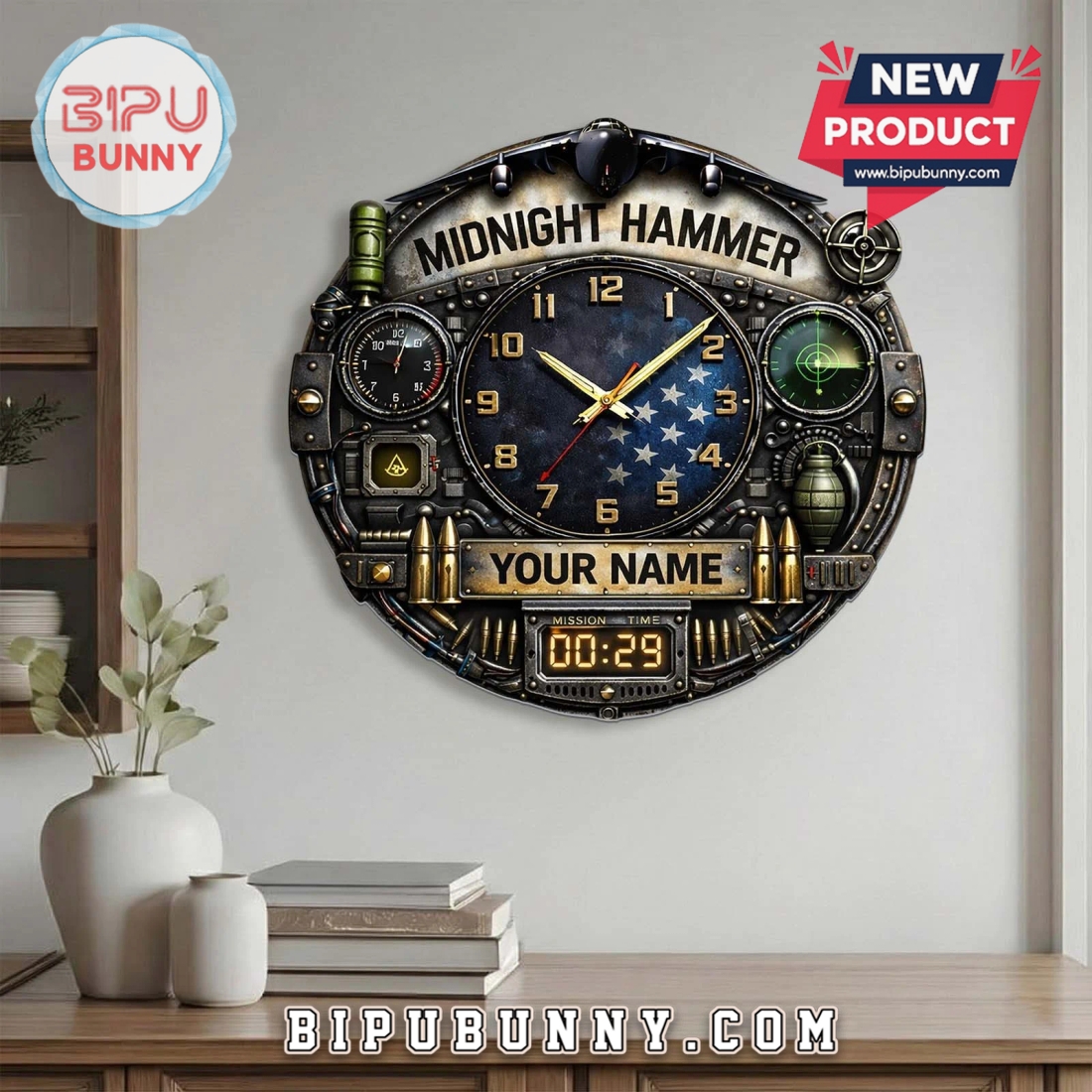 Midnight Hammer 3D Visual Effect Decorative Wall Clock Midnight Hammer 3D Visual Effect Decorative Wall Clock
