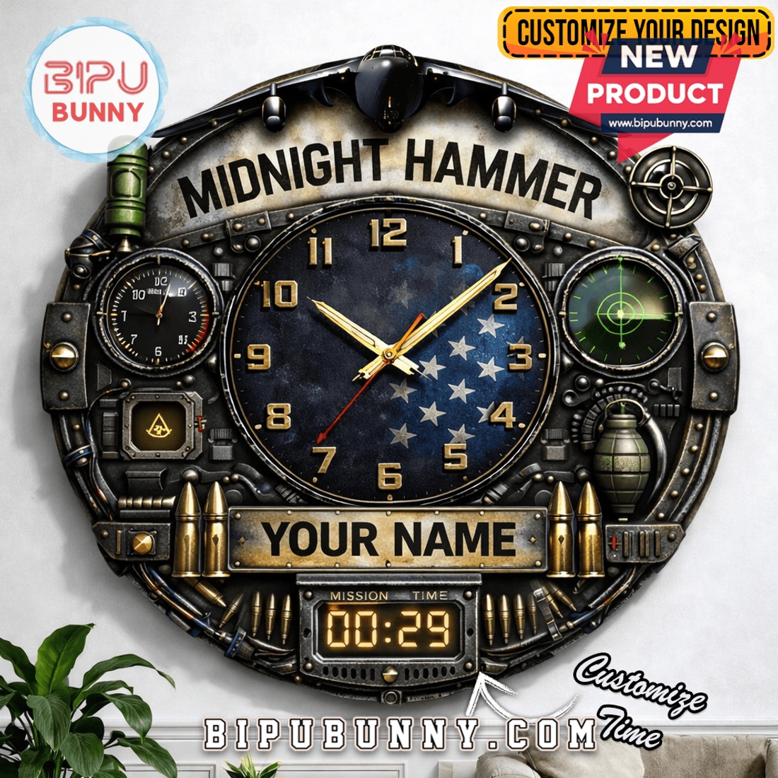 Midnight Hammer 3D Visual Effect Decorative Wall Clock Midnight Hammer 3D Visual Effect Decorative Wall Clock