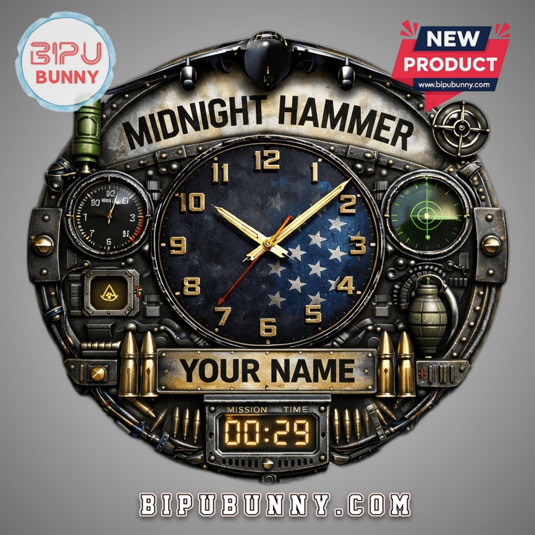 Midnight Hammer 3D Visual Effect Decorative Wall Clock Midnight Hammer 3D Visual Effect Decorative Wall Clock