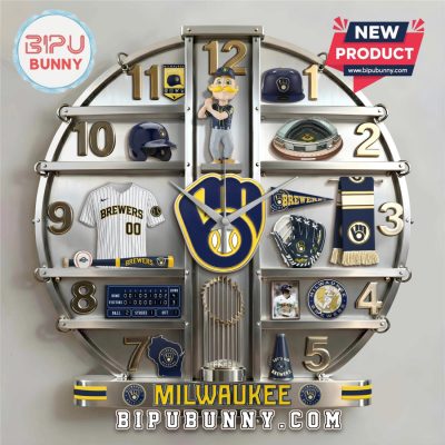 Milwaukee Brewers 3D Effect Home Decor Acrylic Wall Clock