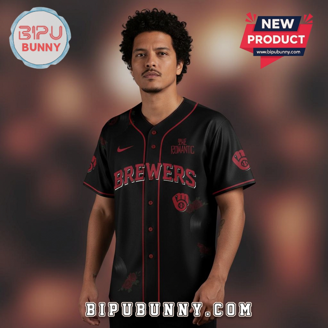 Milwaukee Brewers Bruno Mars The Romantic Tour Baseball Jersey Milwaukee Brewers Bruno Mars The Romantic Tour Baseball Jersey