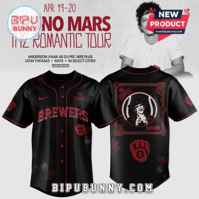 Milwaukee Brewers Bruno Mars The Romantic Tour Baseball Jersey