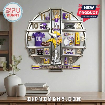 Minnesota Vikings 3D Visual Effect Fan Decor Wall Clock