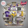 Wall clock shaped like a football stadium. It showcases Minnesota Vikings themed items on shelves representing the hours.!