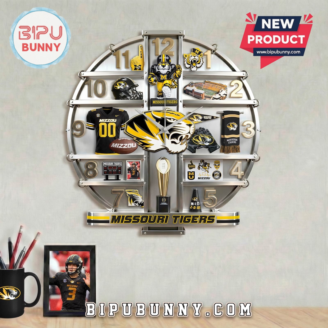 Missouri Tigers 3D Effect Decorative Wall Clock Missouri Tigers 3D Effect Decorative Wall Clock